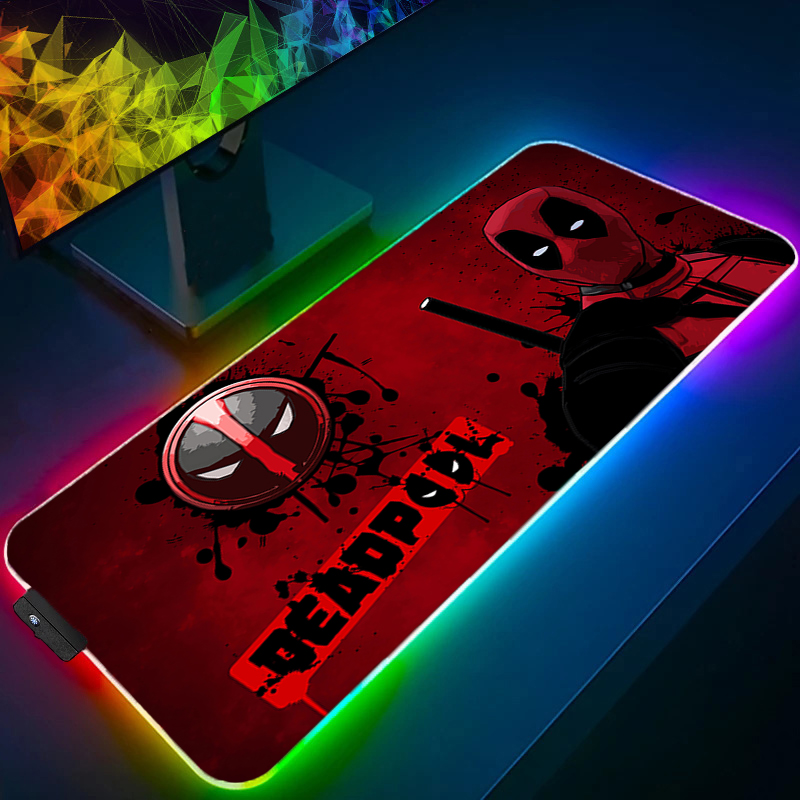 Rugged Tablet Accessories - แผ่นรองเมาส์ LED สำหรับเล่นเกม พร้อมไฟแบ็คไลท์ ขอบล็อค ลายอนิเมะ