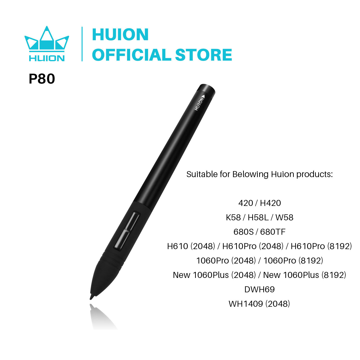 Huion Tablet Accessories - HUION PEN80กราฟิกแท็บเล็ตปากกาดิจิตอลปากกาปากกาชาร์จสีดำ-P80