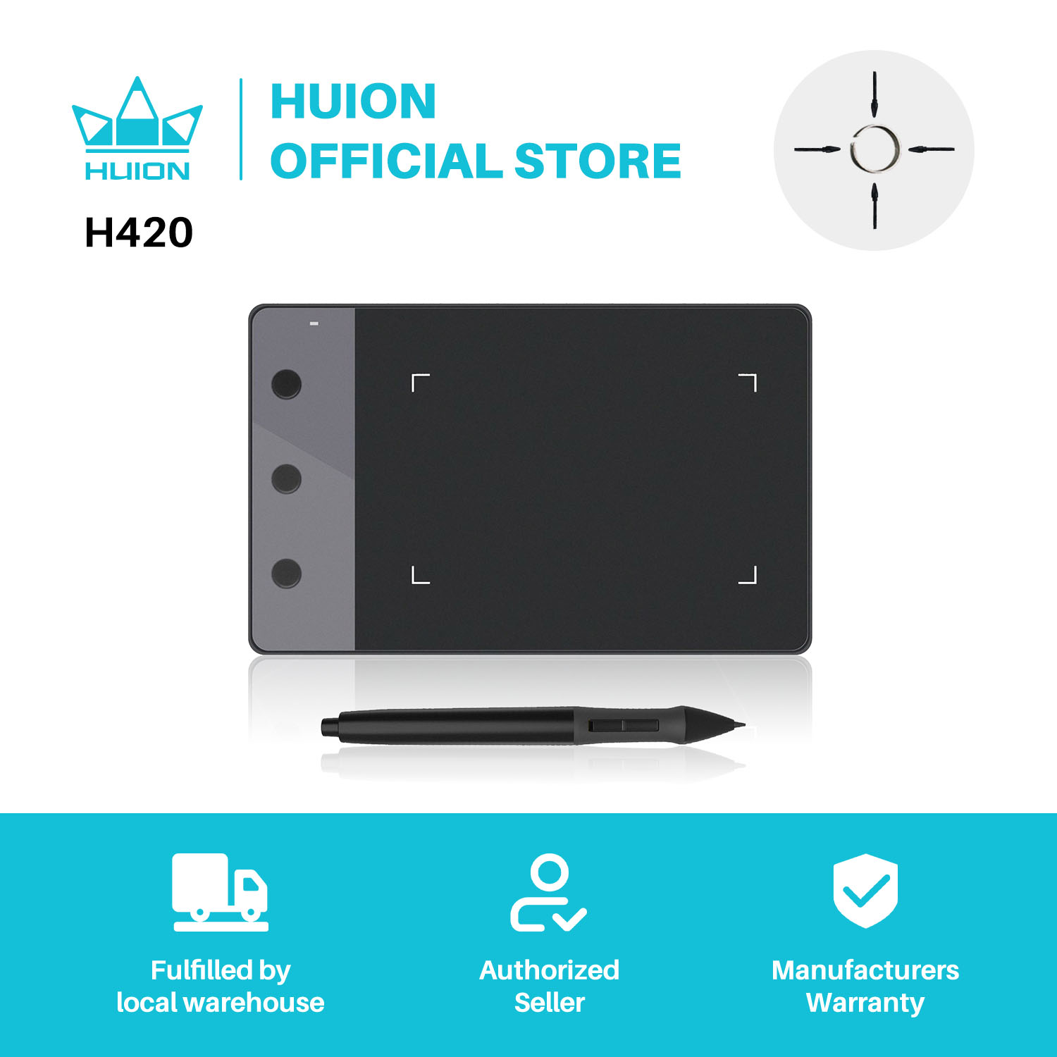 Huion Tablet Accessories - ใหม่ HUION H420กราฟิกแท็บเล็ต4 