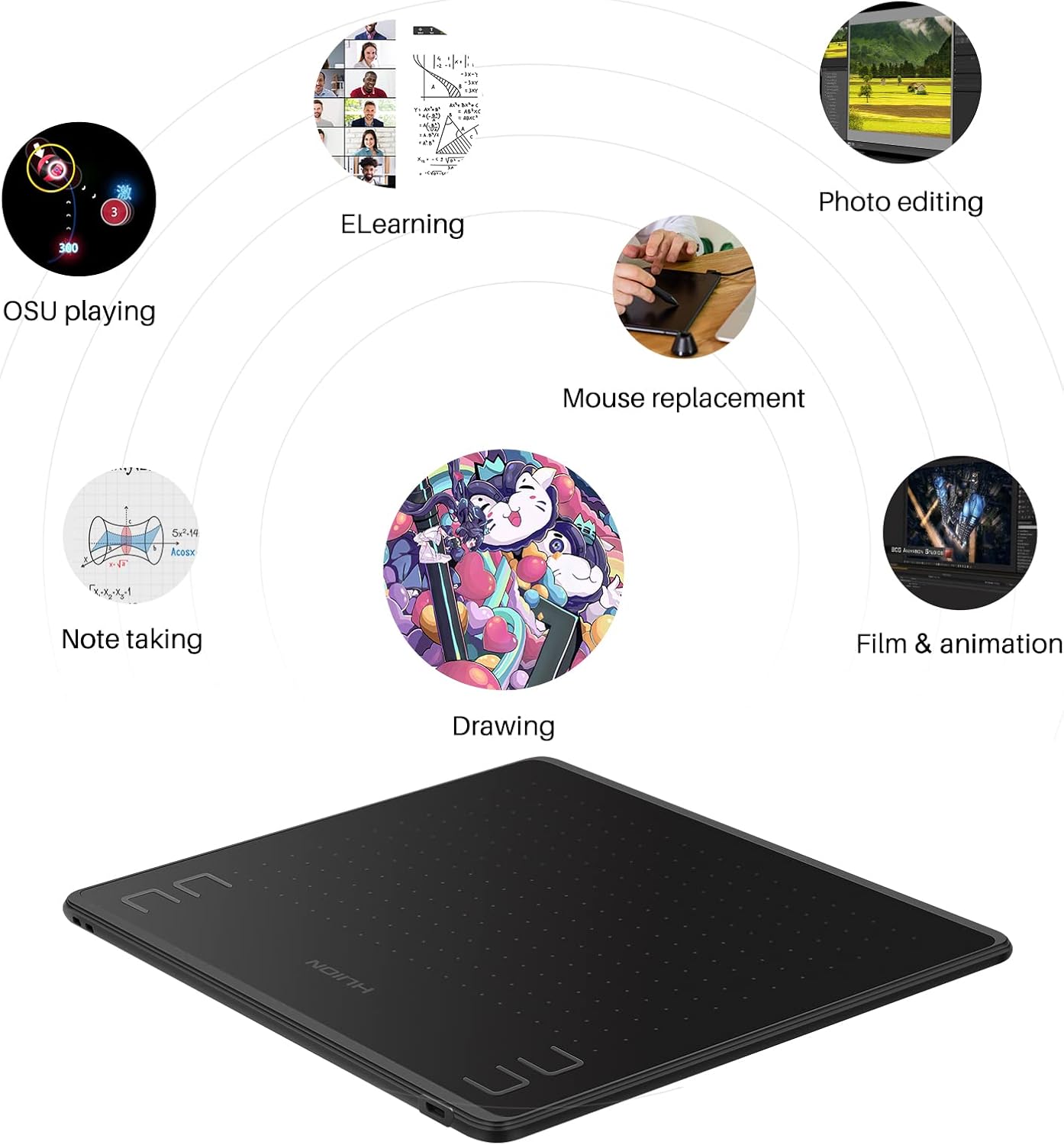 HUION HS64 แท็บเล็ตกราฟิก 6 นิ - Huion Tablet Accessories บทวิจารณ์และราคา