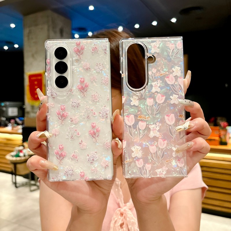 เคสใสลายดอกทิวลิปประดับกลิตเตอ - Tablet Accessories For Girls บทวิจารณ์และราคา