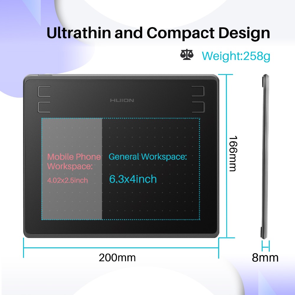 Huion HS64 แท็บเล็ตกราฟิกปากกา - Huion Tablet Accessories บทวิจารณ์และราคา
