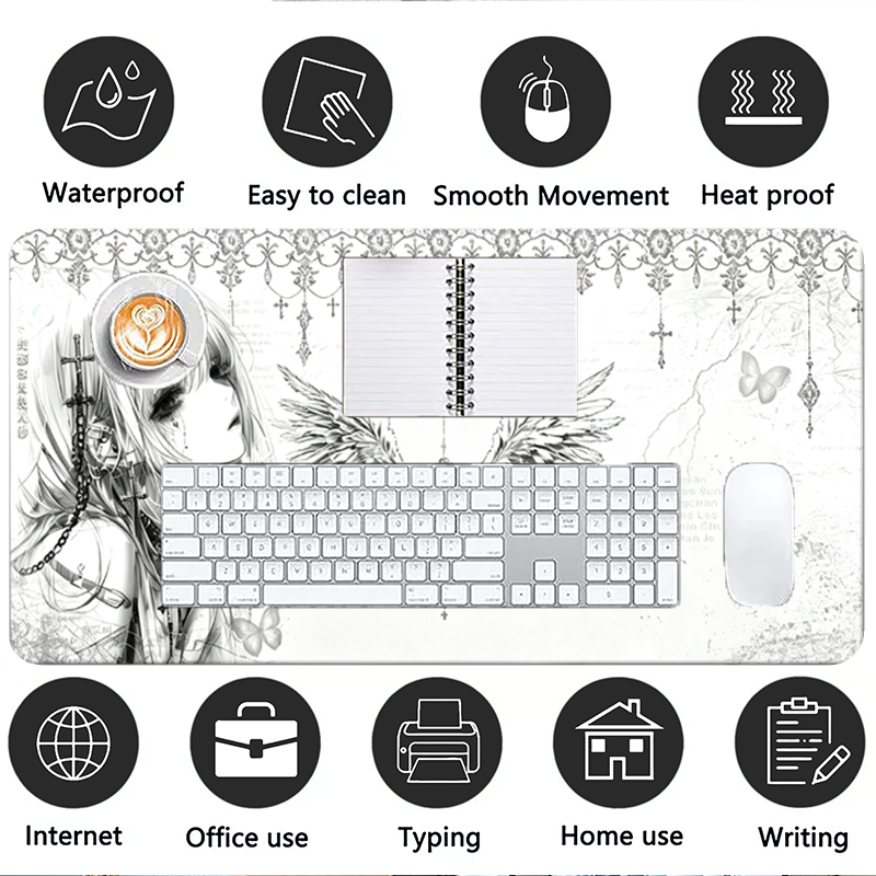 แผ่นรองเมาส์หนังสีดำสีขาวอะนิเ - Tablet With All Accessories บทวิจารณ์และราคา